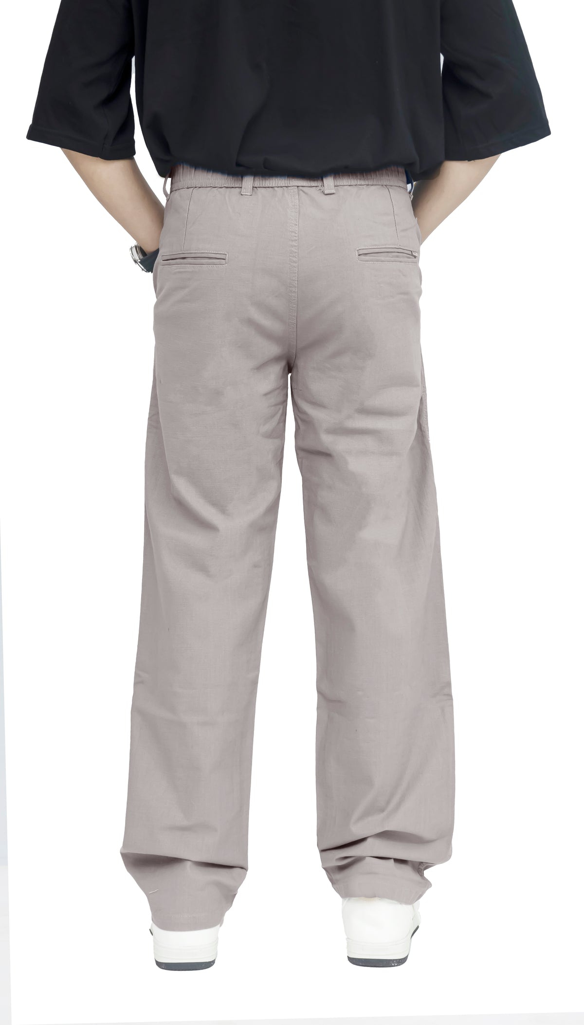 Men's Linen Blend Baggy Fit Trouser – Dove Grey