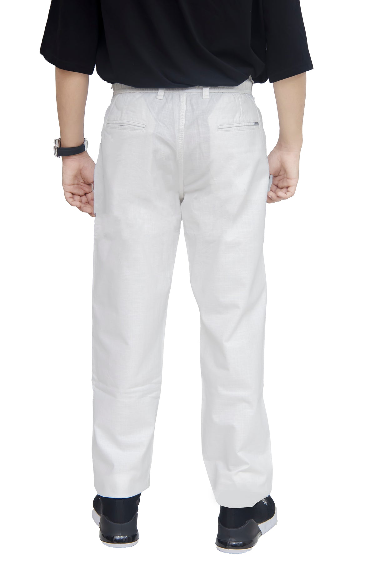 BAGGY-4 Men's Linen Blend Baggy Fit Trouser – Pure White