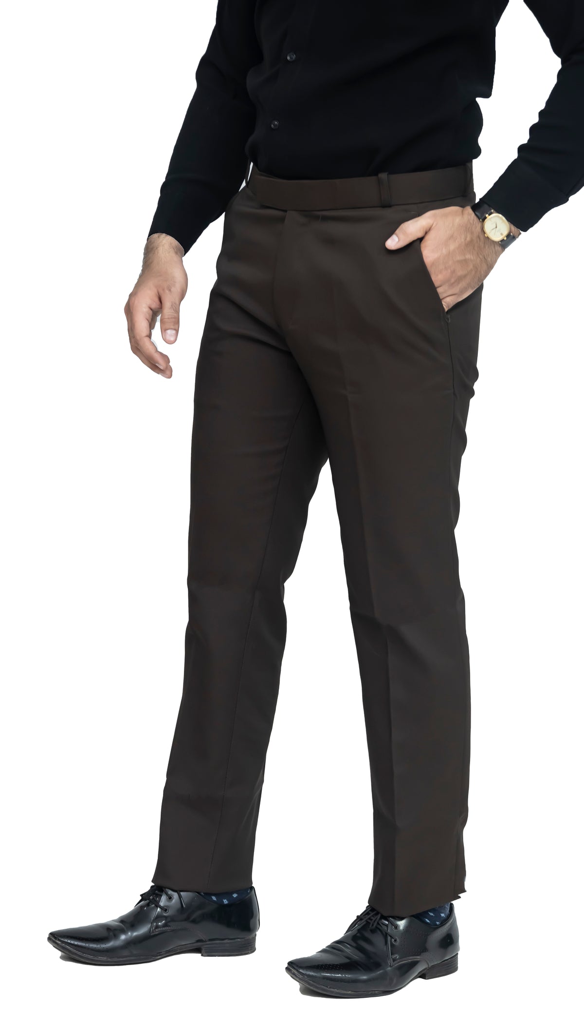 Men's Formal Trouser – Pure Cotton Fabric | Classic Formal Fit Pant (Dark Brown)