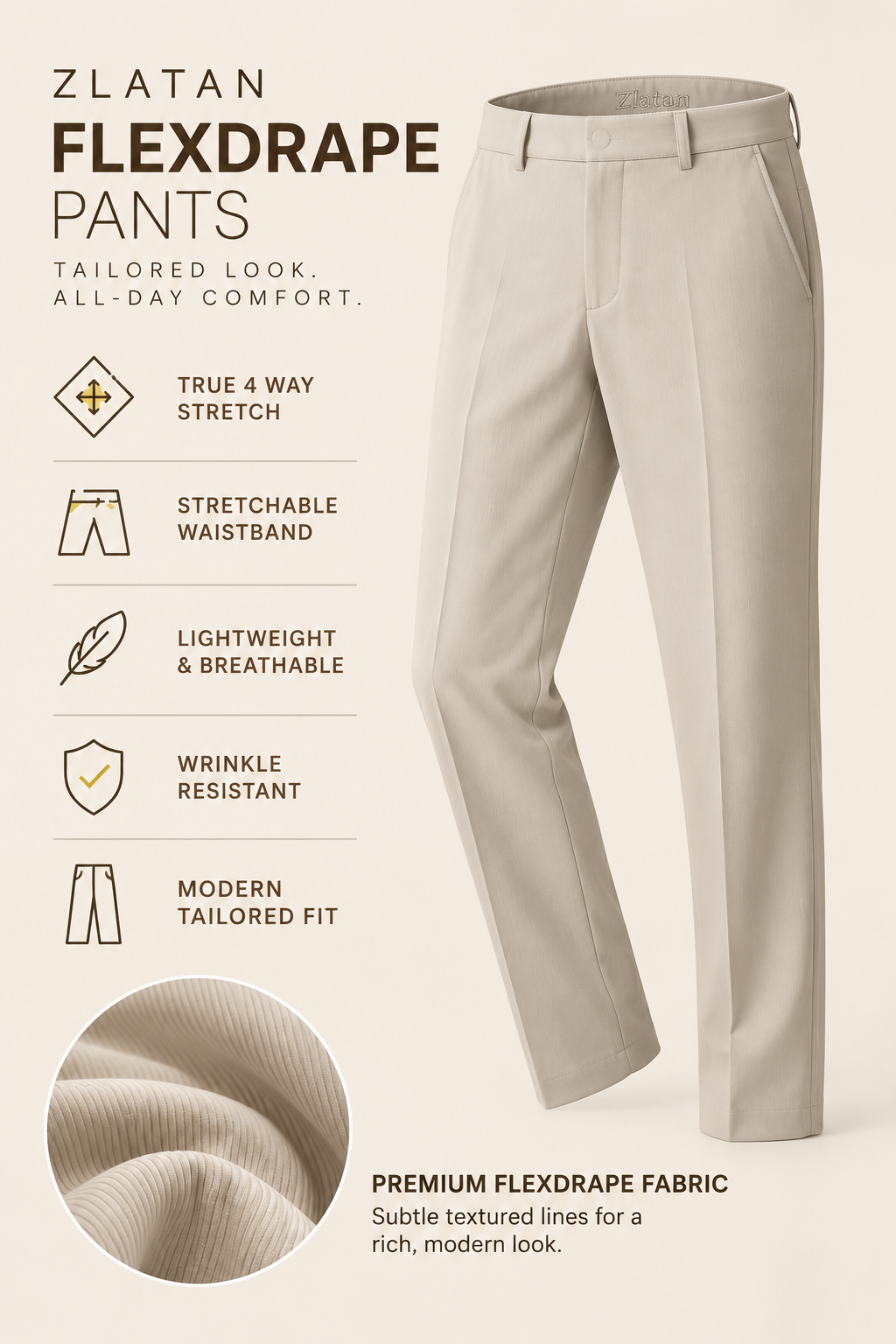 FlexDrape Pants | Men's Premium Tailored Trousers