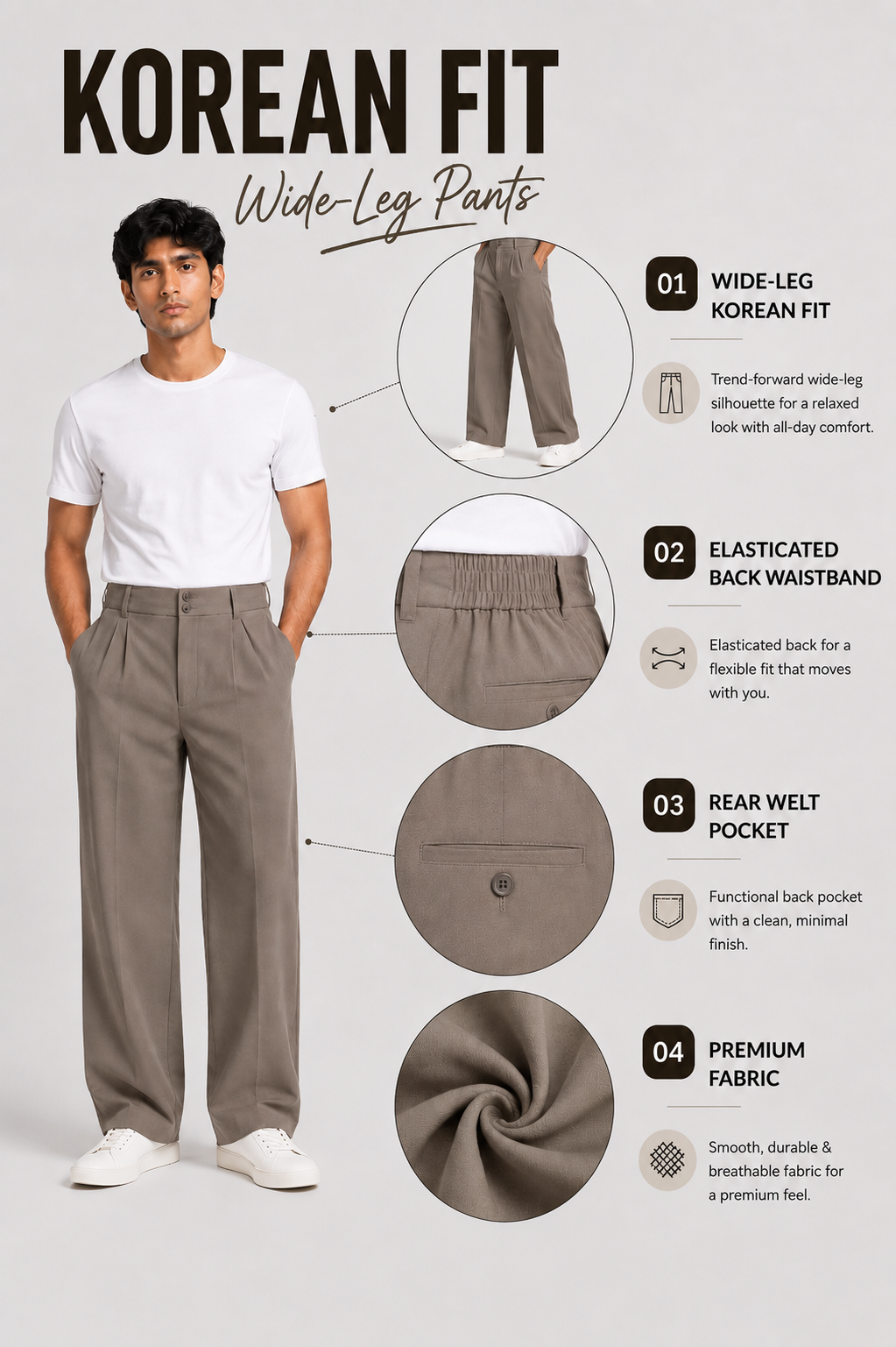 KOREAN WIDE LEG PANTS- MOCHA TAUPE
