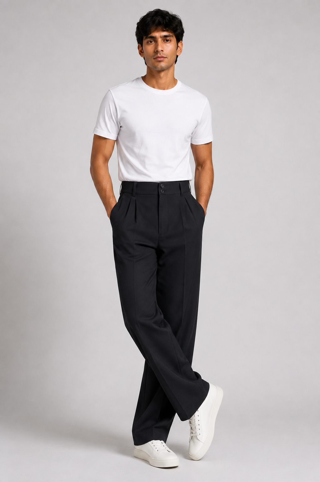 KOREAN WIDE LEG PANTS-MIDNIGHT BLACK