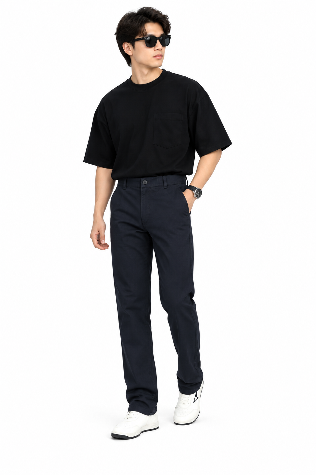 Men's Linen Blend Baggy Fit Trouser – Navy Blue