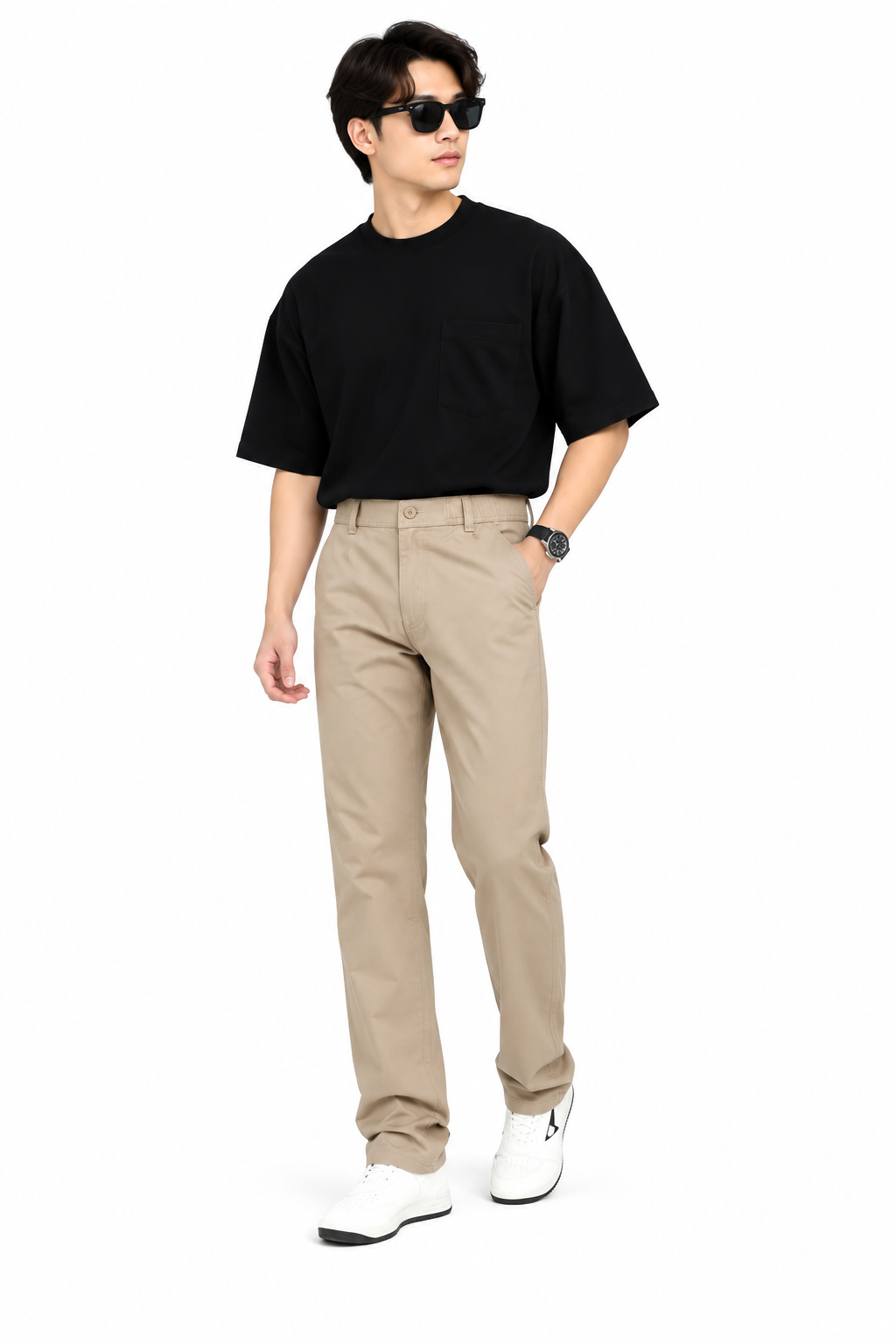 Men's Linen Blend Baggy Fit Trouser – Sand Beige