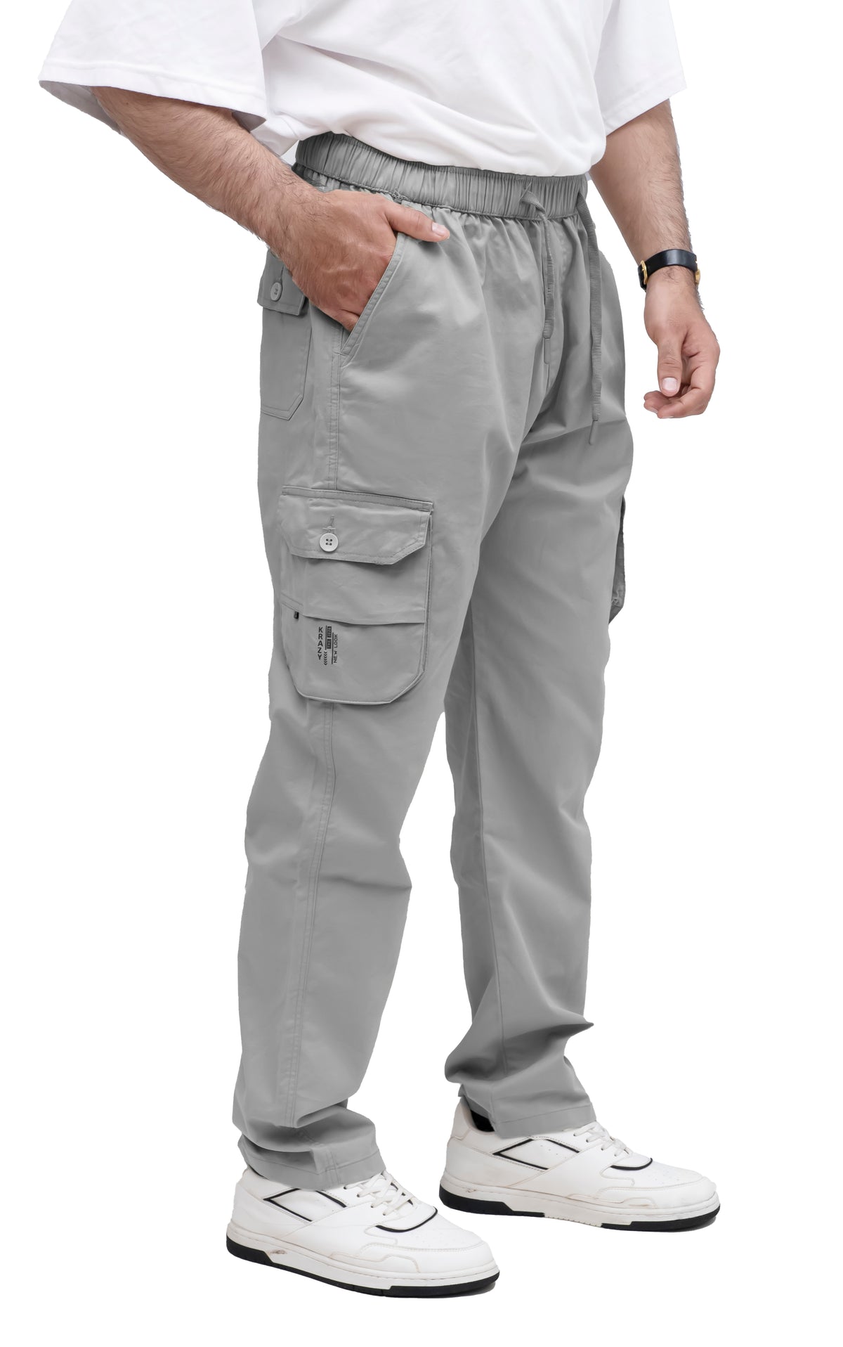 Men's Cargo Pant – Pure Cotton Fabric | Relaxed Cargo Fit Pant (Light Grey)