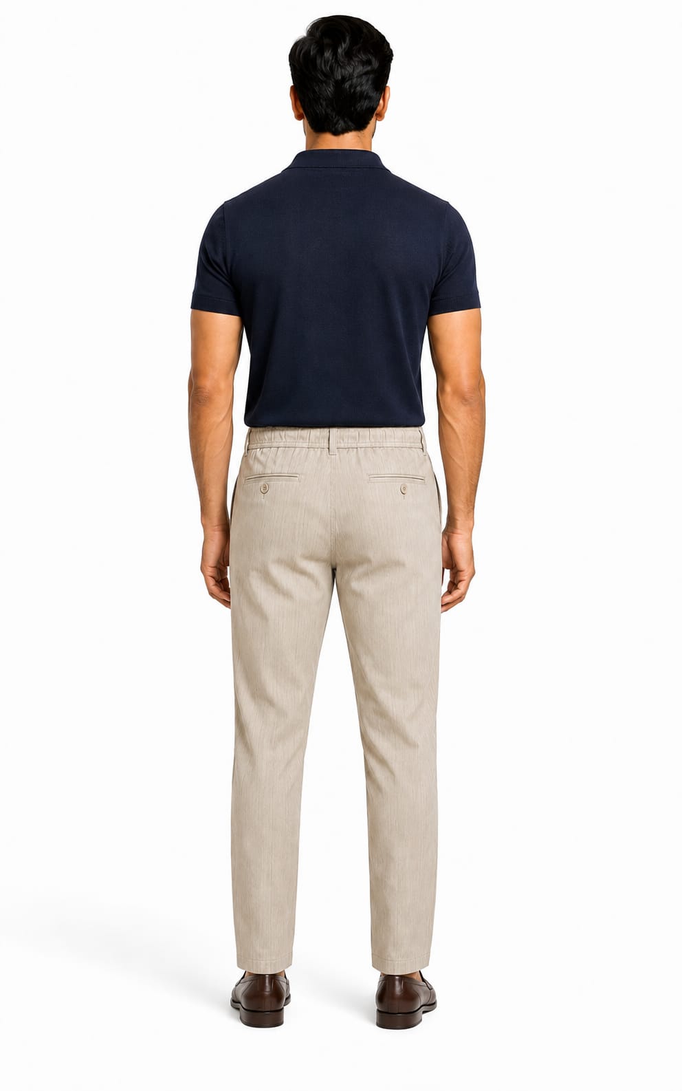 Men’s Textured Stripe Comfort Trousers (Beige)