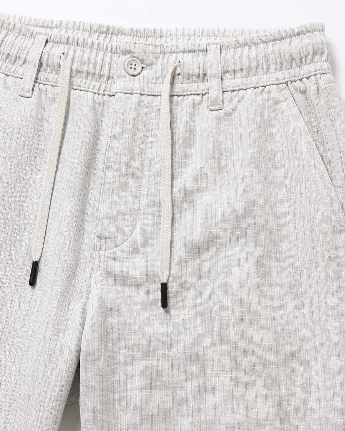 Men’s Textured Stripe Comfort Trousers (White)