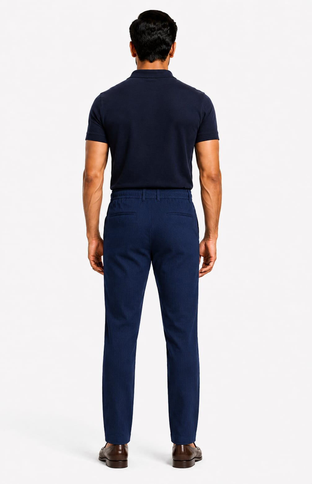 Men’s Textured Stripe Comfort Trousers (Navy Blue)