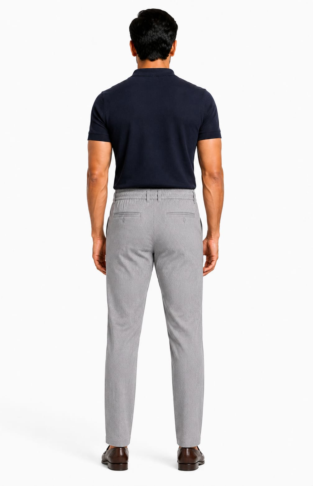 Men’s Textured Stripe Comfort Trousers (Grey)