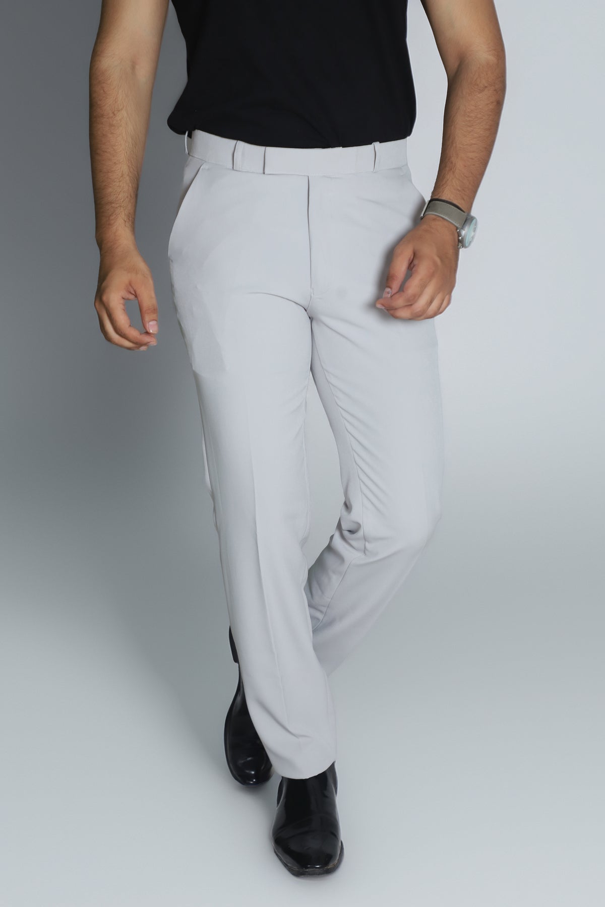 Men's Formal Trouser – Italian Lachka Fabric | Regular Fit (Light Grey)
