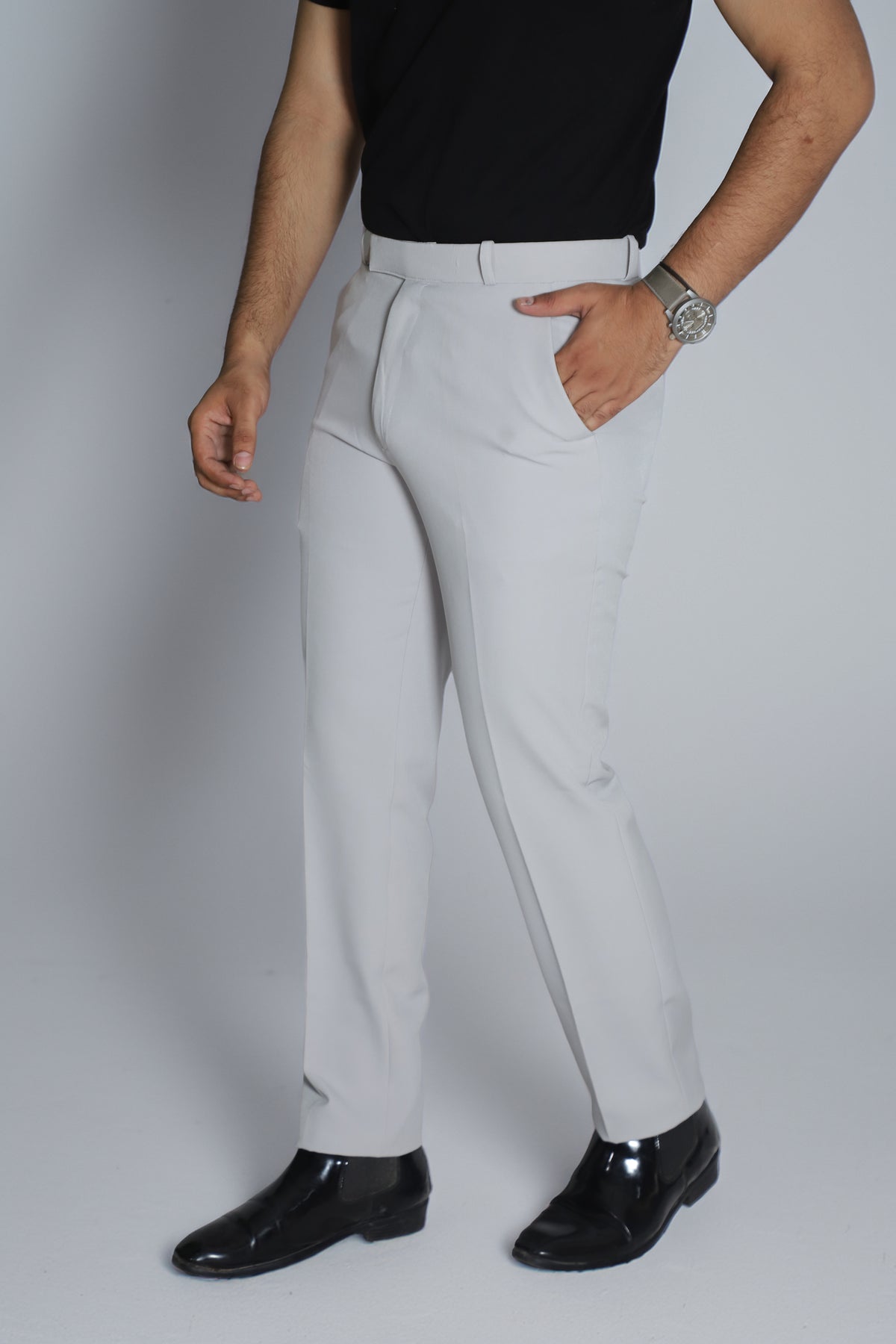Men's Formal Trouser – Italian Lachka Fabric | Regular Fit (Light Grey)