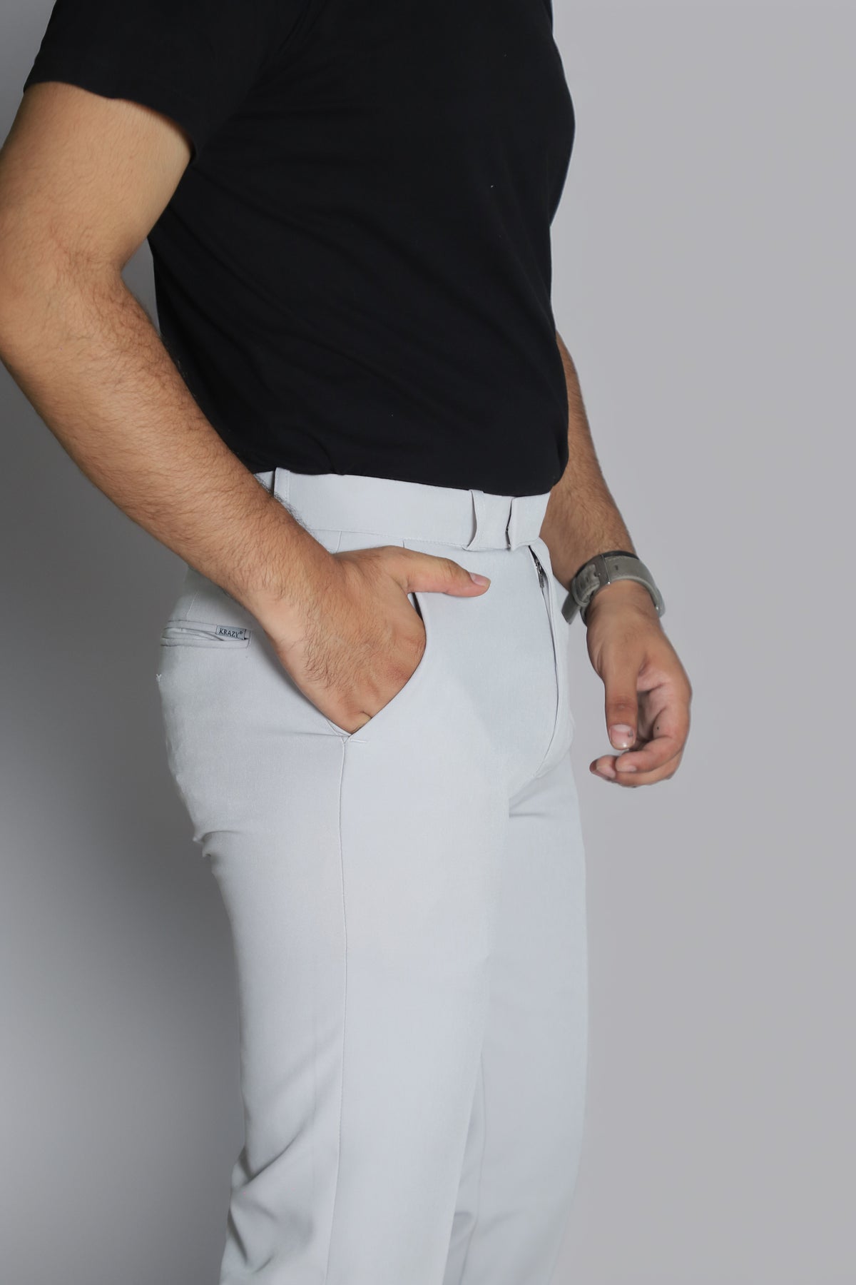 Men's Formal Trouser – Italian Lachka Fabric | Regular Fit (Light Grey)