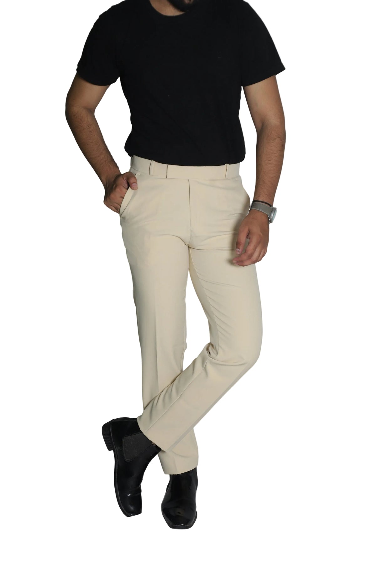 Men's Formal Trouser – Italian Lachka Fabric | Regular Fit (Cream)