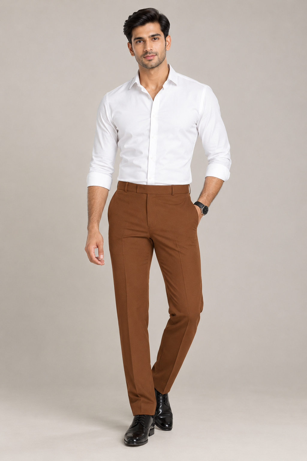 Men's Formal Trouser – Italian Lachka Fabric | Regular Fit (Coffee)