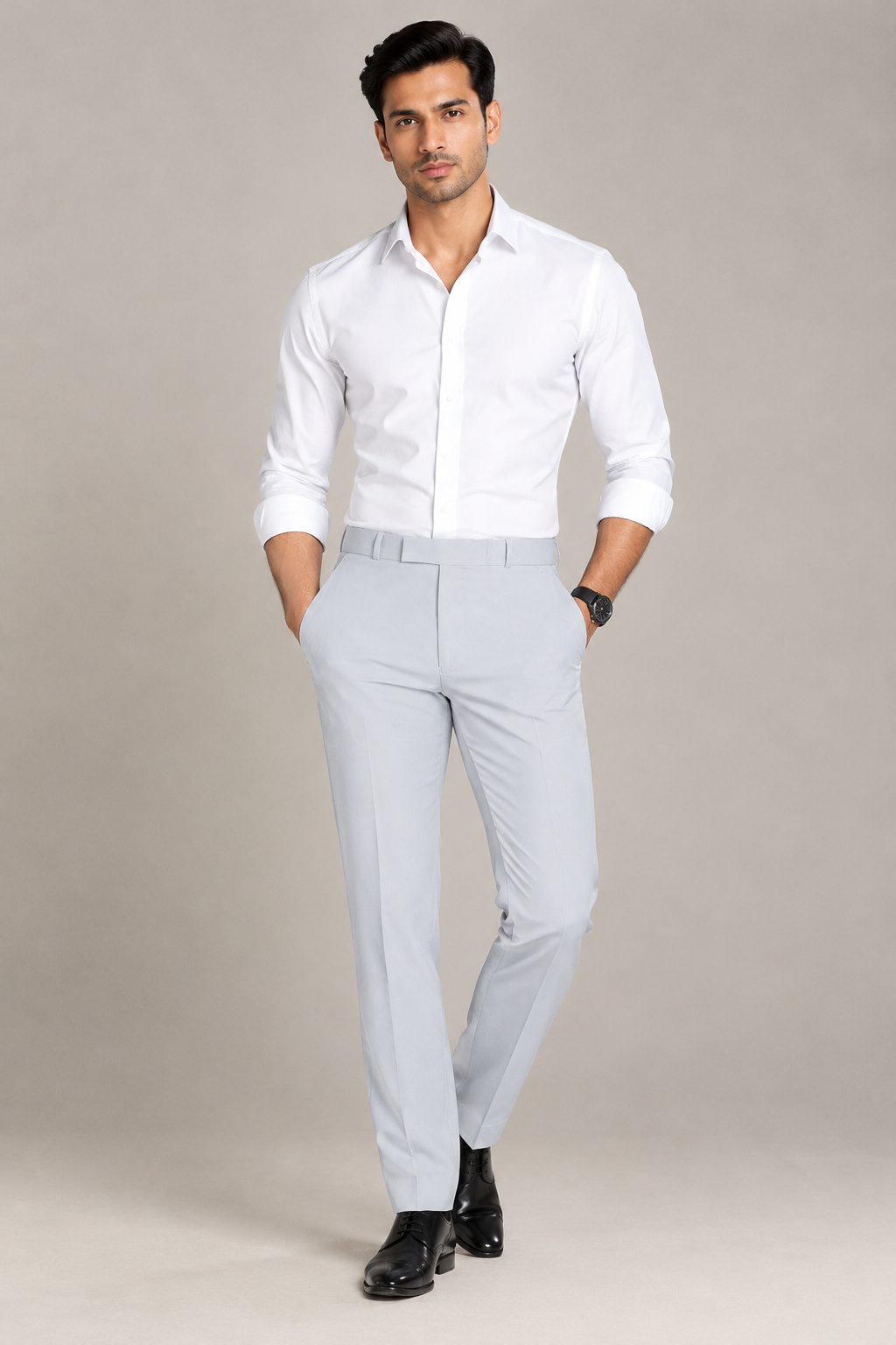 Men's Formal Trouser – Italian Lachka Fabric | Regular Fit (Light Grey)