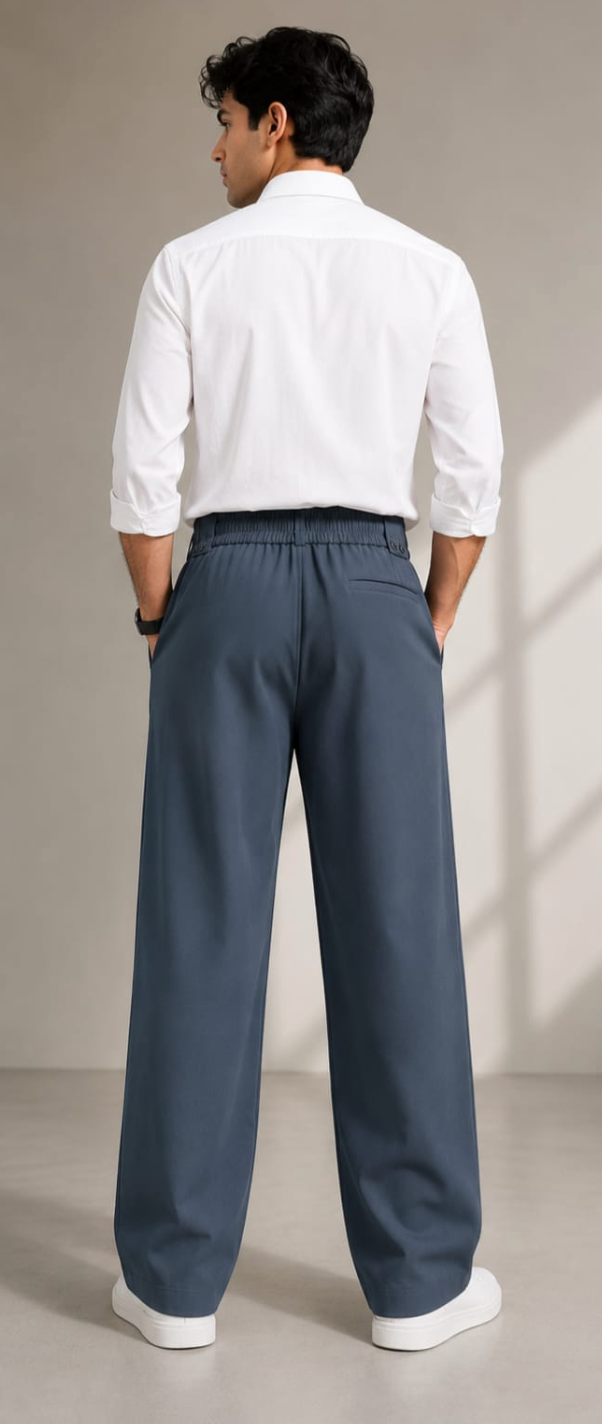 KOREAN WIDE LEG PANTS-DENIM BLUE