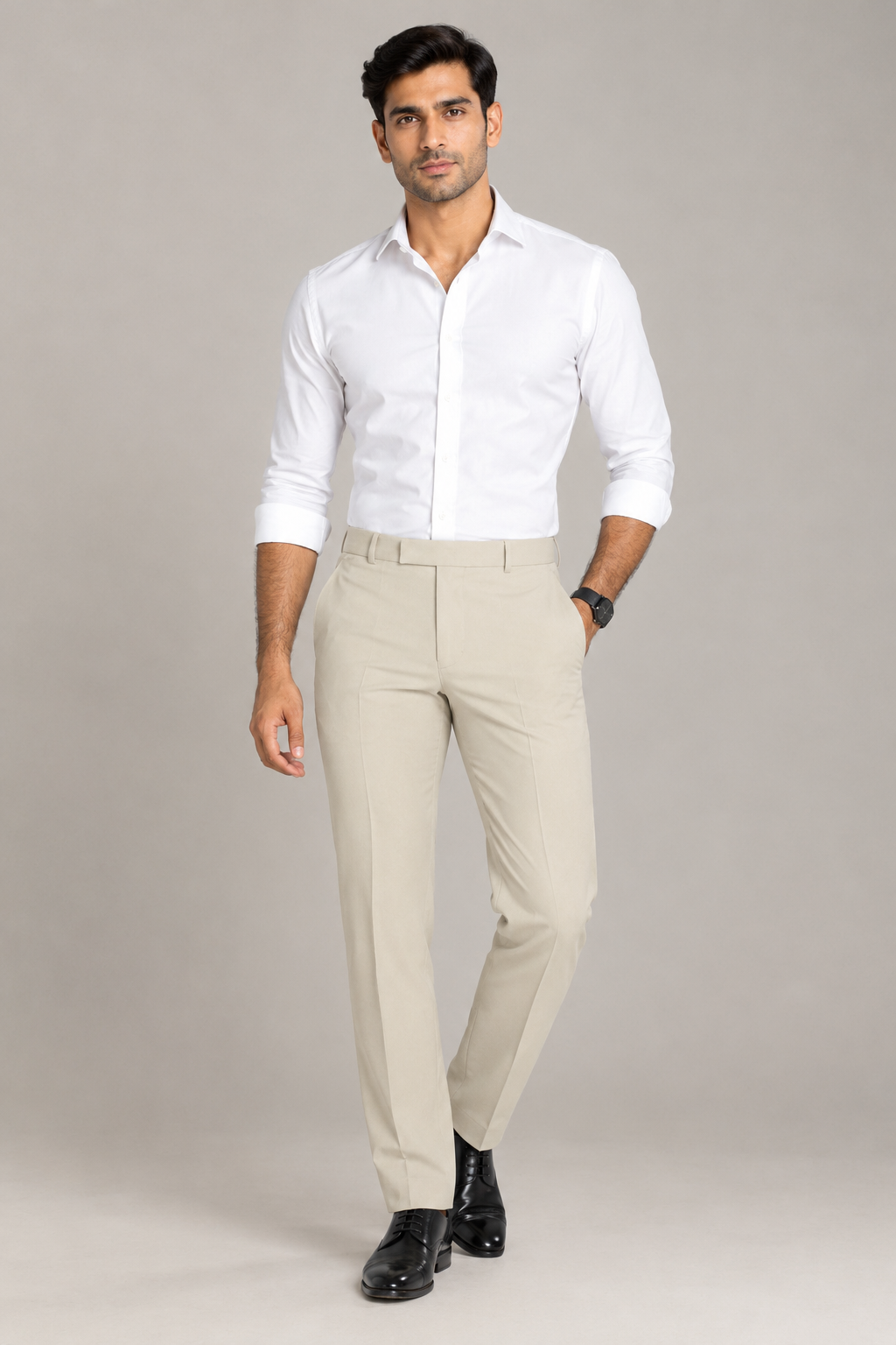 Men's Formal Trouser – Italian Lachka Fabric | Regular Fit (Cream)