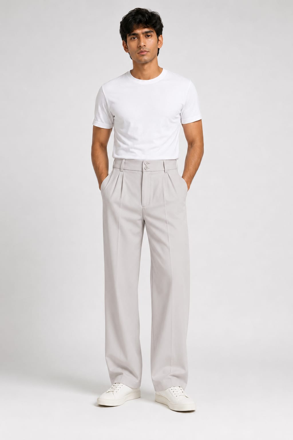 KOREAN WIDE LEG PANTS- PEARL GREY