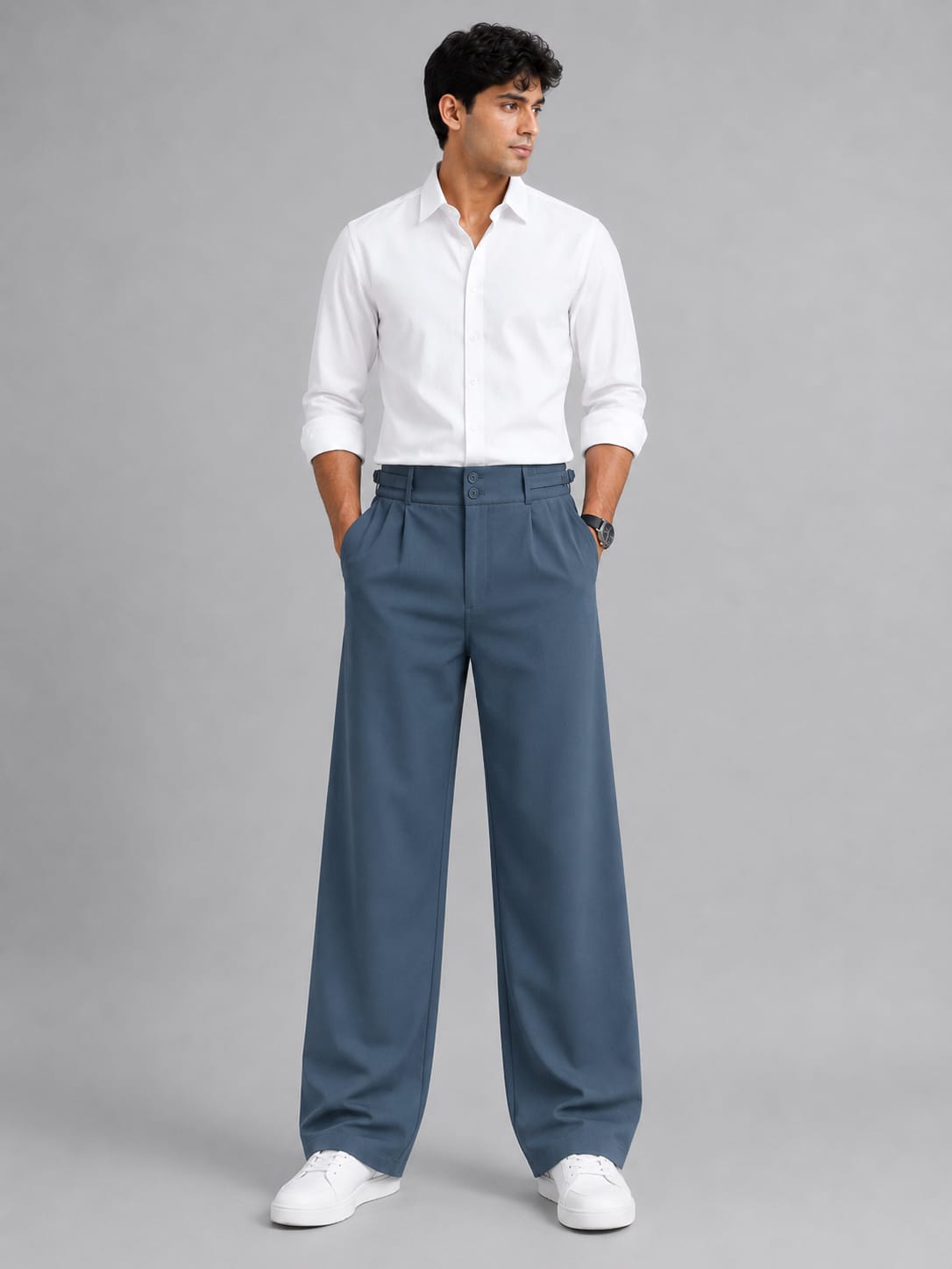 KOREAN WIDE LEG PANTS-DENIM BLUE