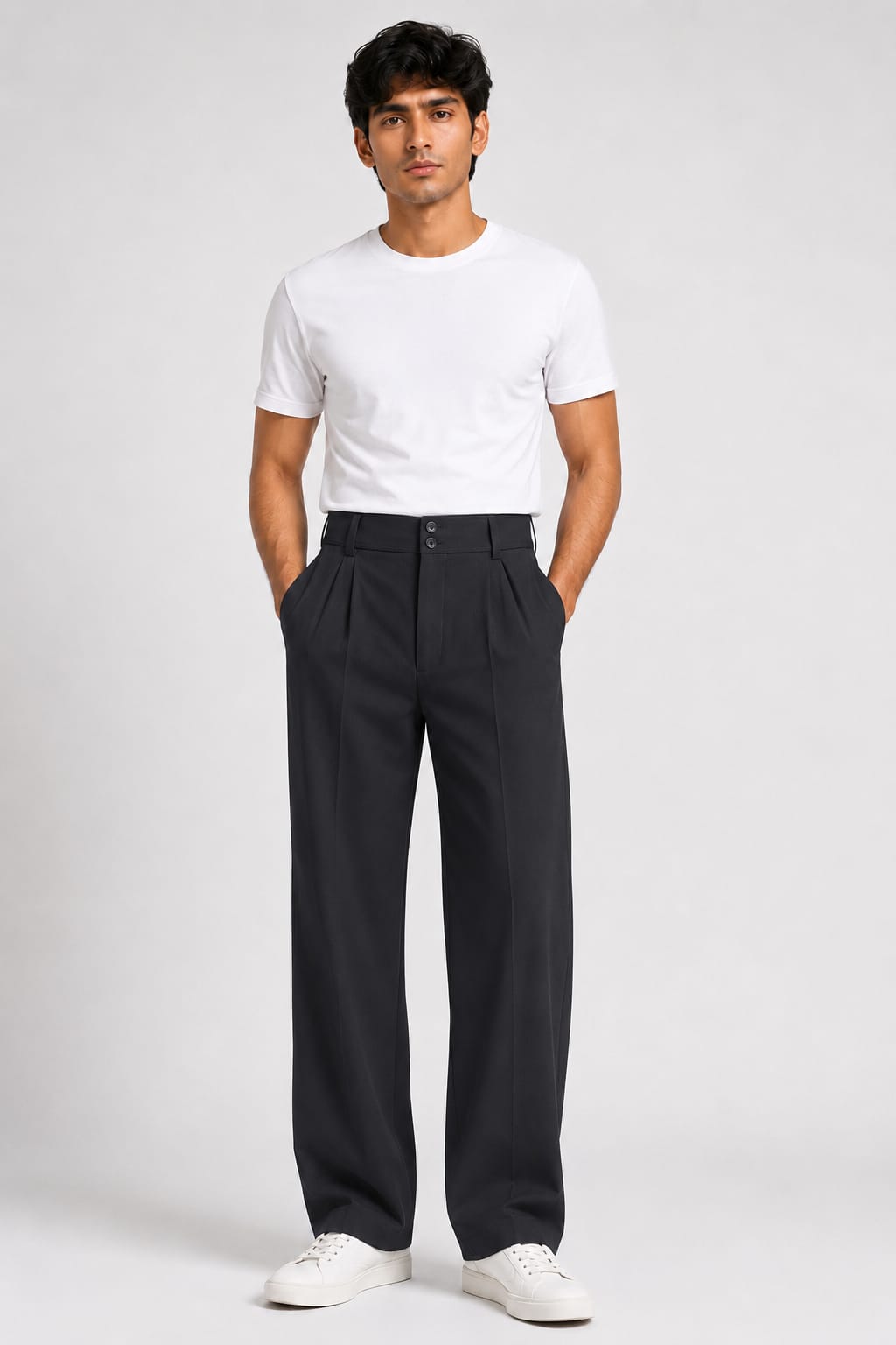 KOREAN WIDE LEG PANTS-MIDNIGHT BLACK