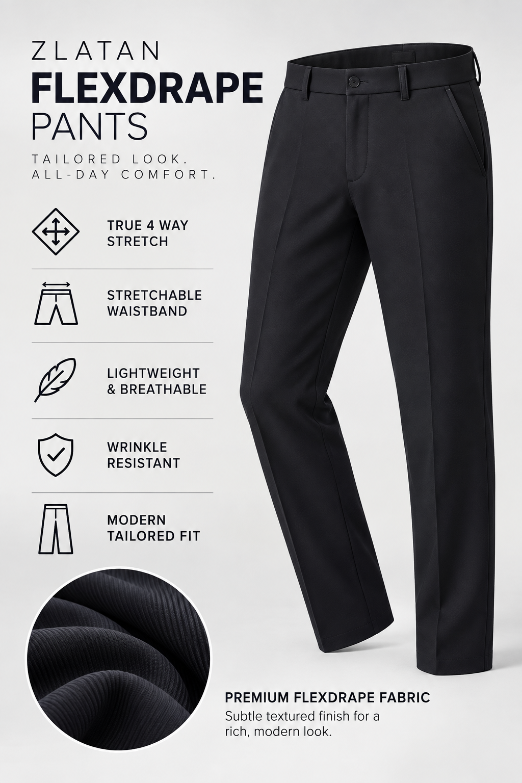 ZLATAN FLEXDRAPE PANTS – Black